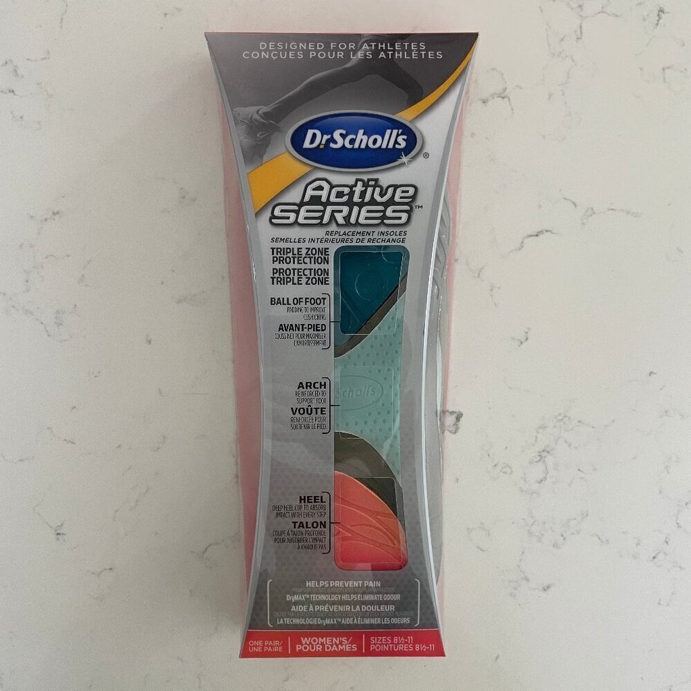 Dr. Scholl's Active Series Replacement Insoles Triple Zone Protection Sz OS NIP